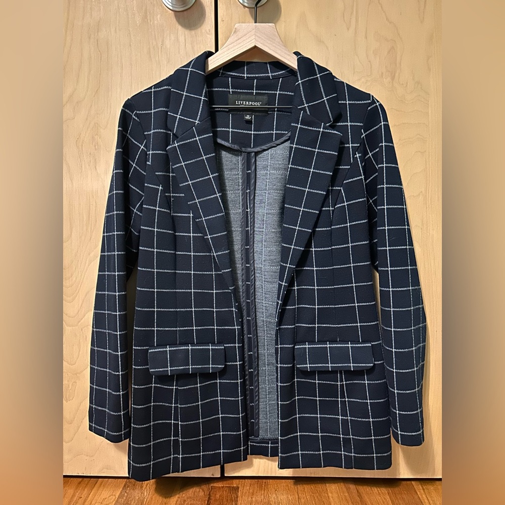 Liverpool Navy Blue Checkered Jacket size XS